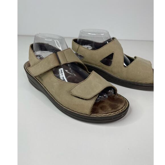 Mobils Slingback Sandals Open Toe Adjustable Straps Cork Footbed Leather Tan 40 - Picture 6 of 12